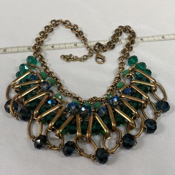 Large chunky blue and green faceted bead necklace - Picture 8 of 8